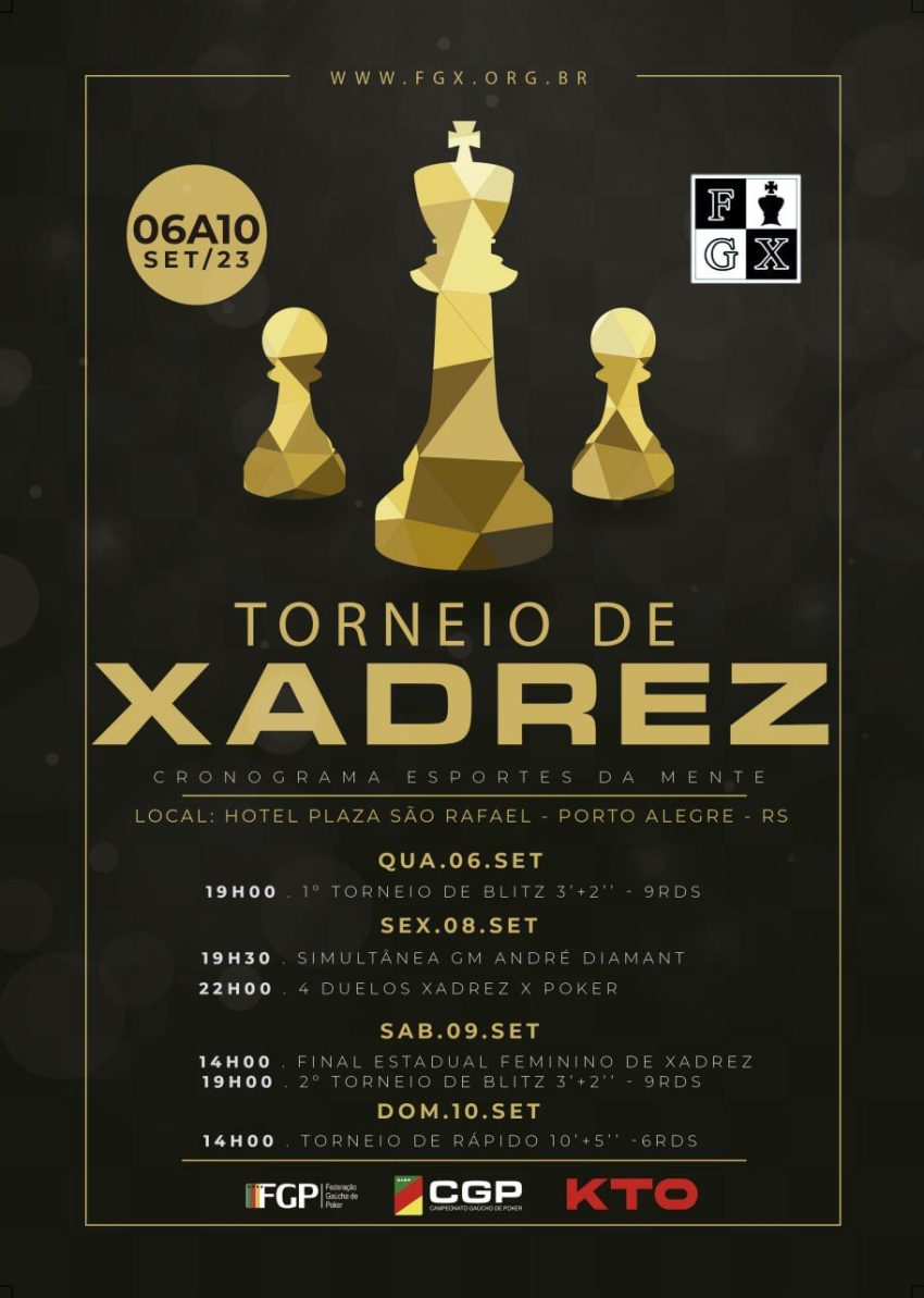 Portal Xadrez Gaúcho - Vem aí o II Torneio Aberto Online de Campo Bom!  Inscrições gratuitas e muitos prêmios! Aguardamos tua inscrição, peças pra  frente!